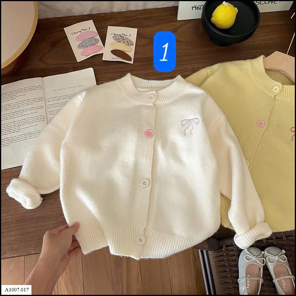 ÁO CARDIGAN THÊU NƠ CHO BÉ GÁI   Sỉ giá 128k