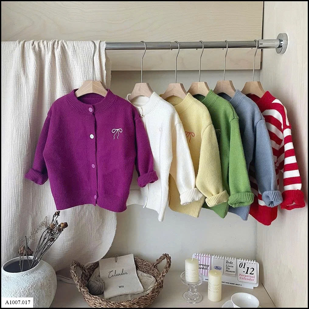 ÁO CARDIGAN THÊU NƠ CHO BÉ GÁI   Sỉ giá 128k