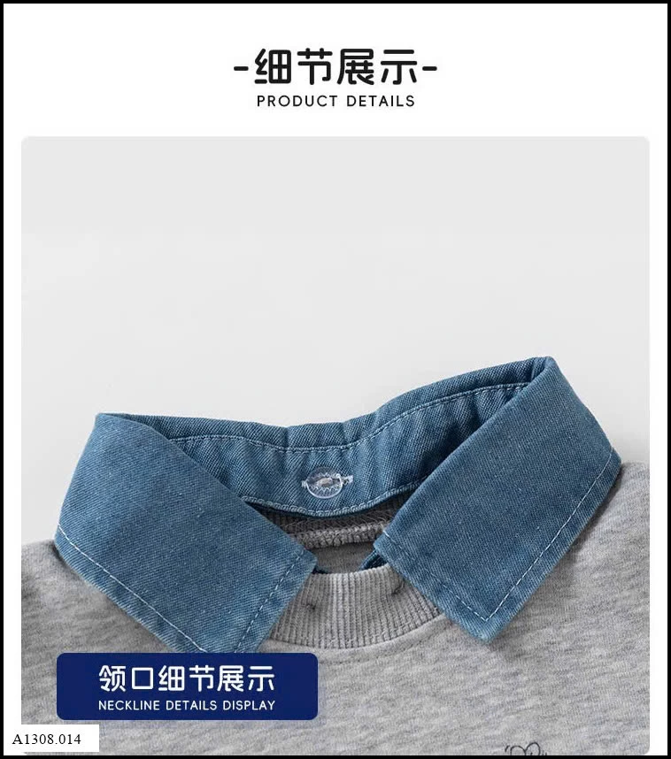 ÁO NỈ CỔ JEAN Wellkids  Giá sỉ 105k