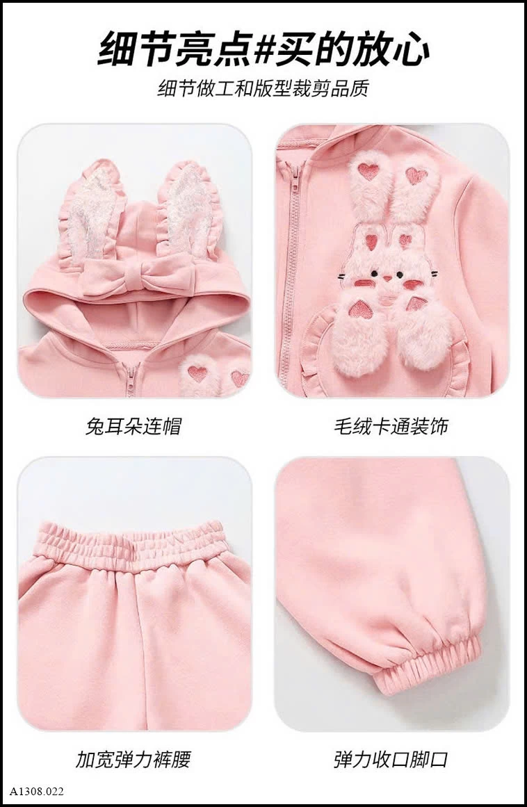 BỘ NỈ THỎ HỒNG  Giá sỉ 269k