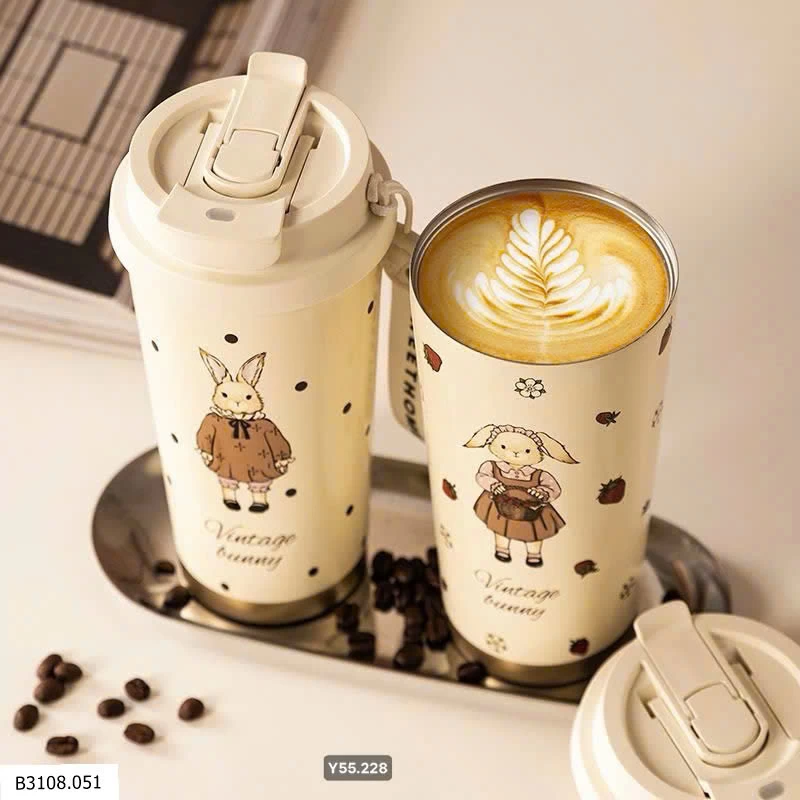 CỐC GIỮ NHIỆT VINTAGE BUNNY   Giá sỉ 105k