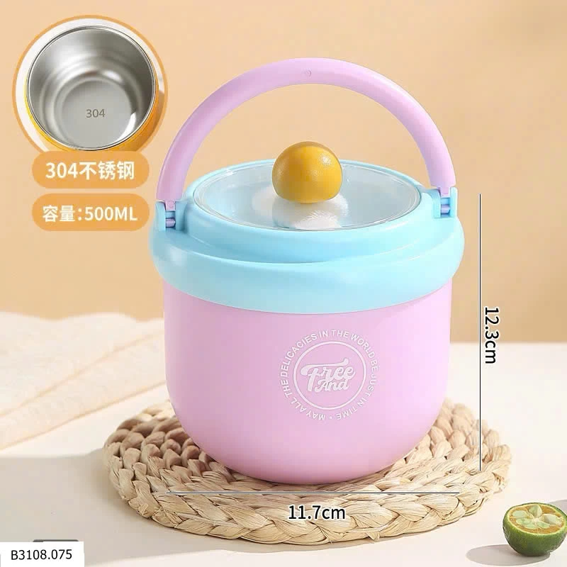 Cốc giữ nhiệt cầm tay kèm nĩa   Giá sỉ 75k