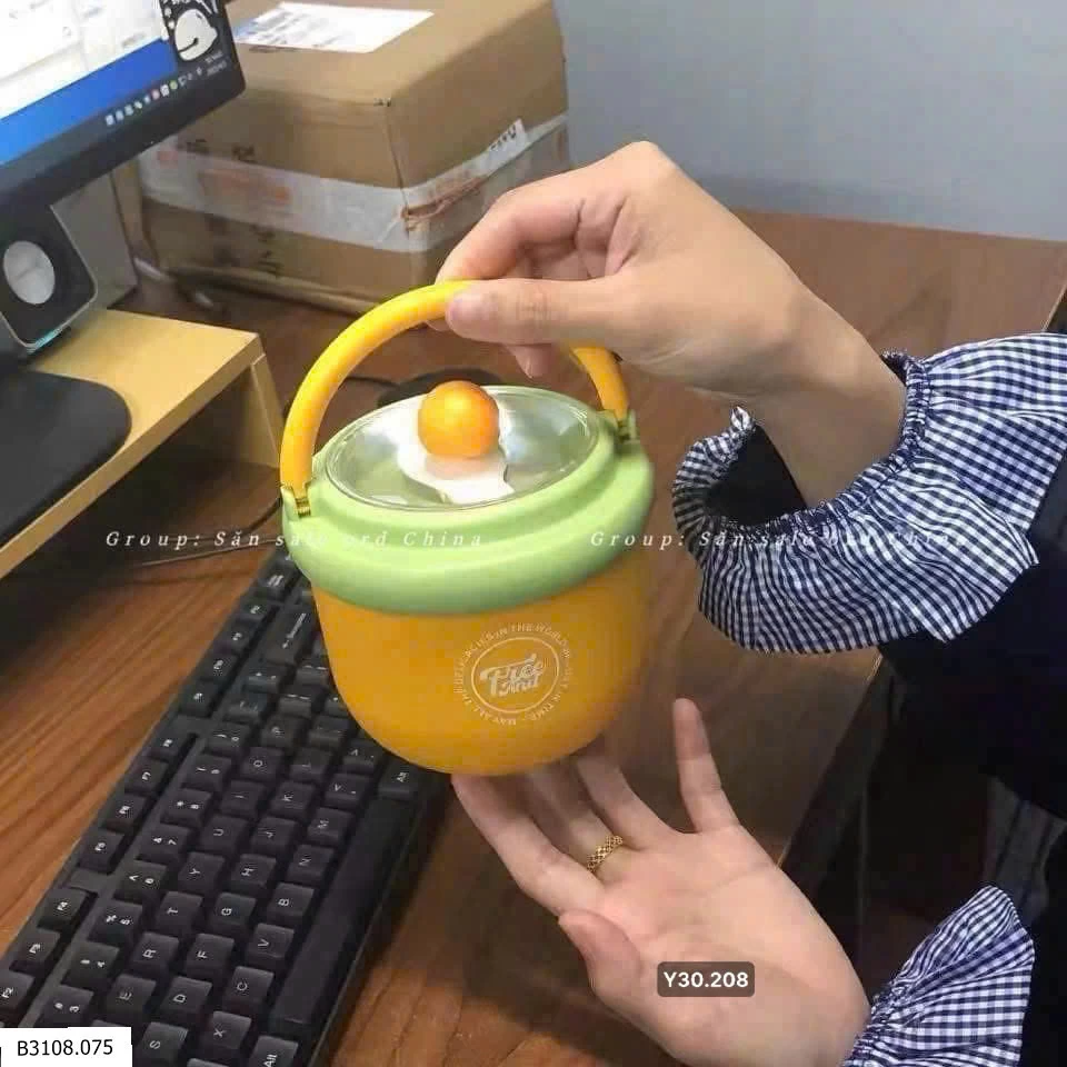 Cốc giữ nhiệt cầm tay kèm nĩa   Giá sỉ 75k