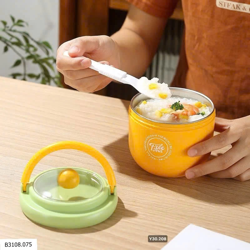 Cốc giữ nhiệt cầm tay kèm nĩa   Giá sỉ 75k
