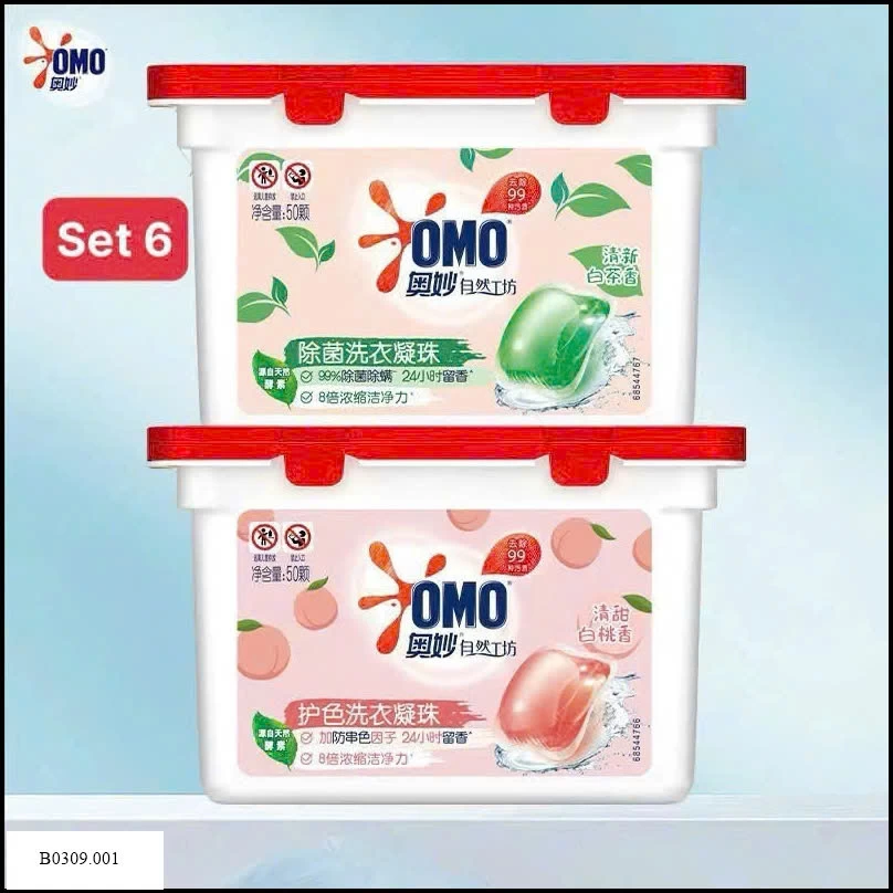 SET 2 HỘP VIÊN GIẶT OMO   Giá sỉ 145k/sét 2 hộp như ảnh e đánh số