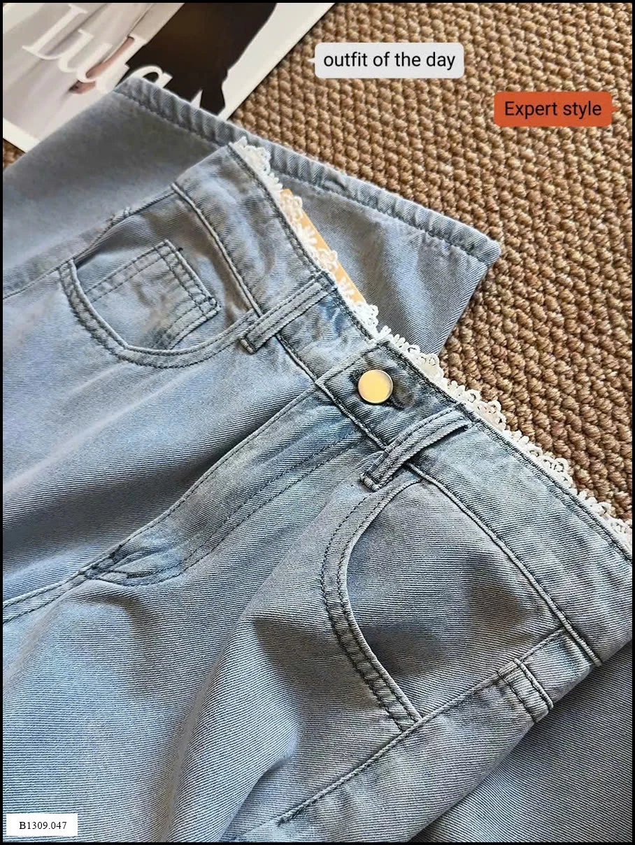 QUẦN JEAN LỬNG VIỀN REN ỐNG RỘNG NHÀ ANNA  Giá sỉ 197k