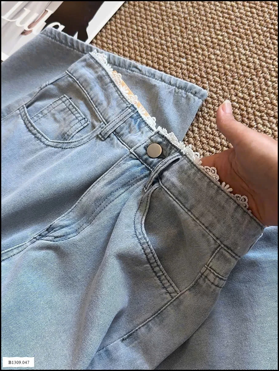 QUẦN JEAN LỬNG VIỀN REN ỐNG RỘNG NHÀ ANNA  Giá sỉ 197k