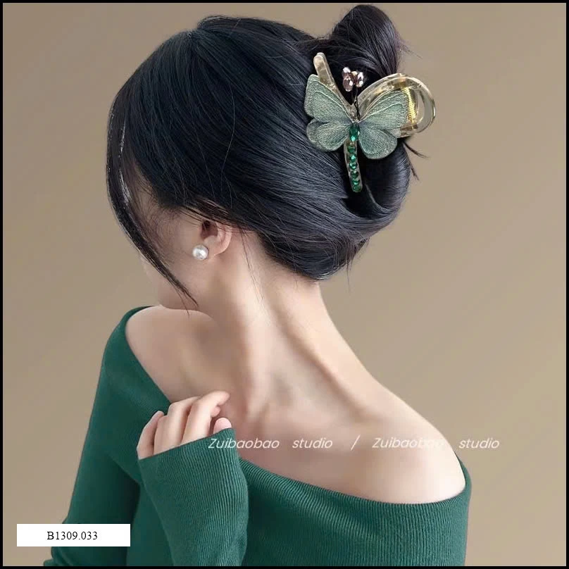 KẸP TÓC BƯỚM THÊU TAY PHA LÊ Giá sỉ 48k/2c