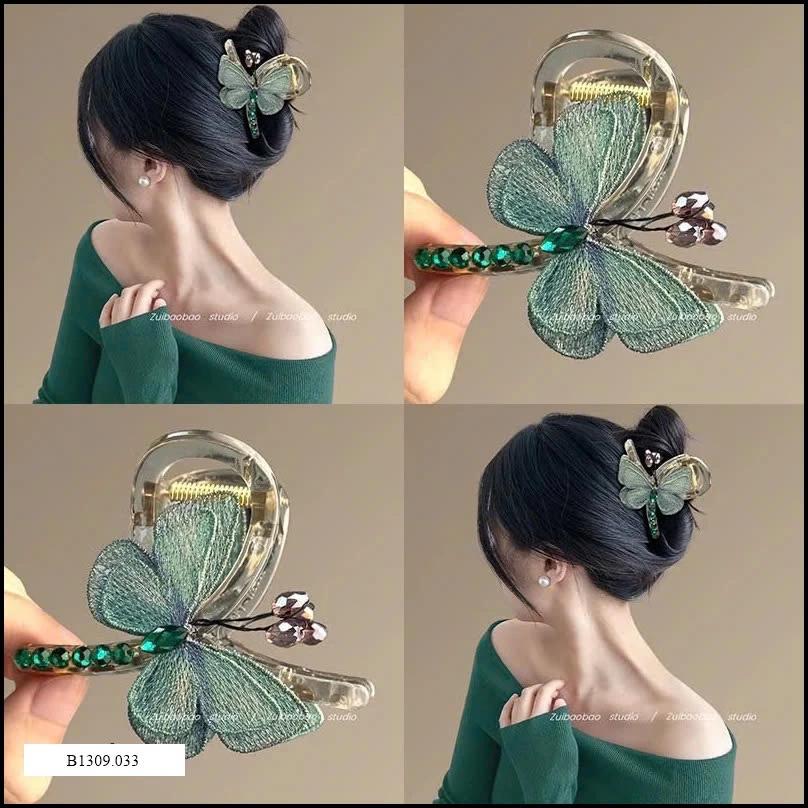 KẸP TÓC BƯỚM THÊU TAY PHA LÊ Giá sỉ 48k/2c