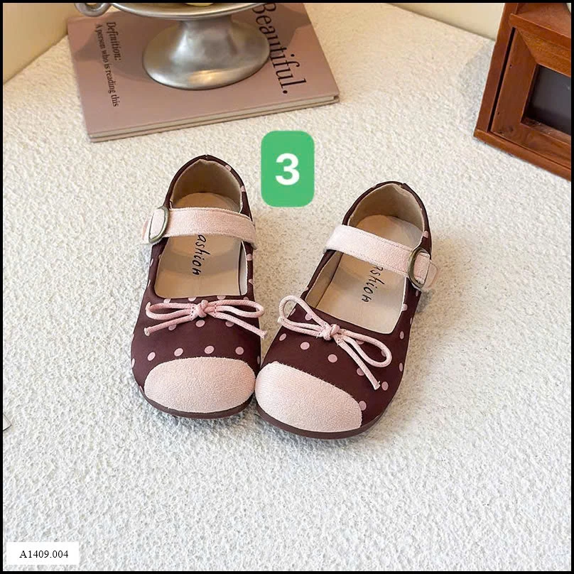 GIÀY BÚP BÊ CHẤM BI ĐÍNH NƠ BG Giá sỉ sz 23-28: 131k  sz 29-34: 141k 