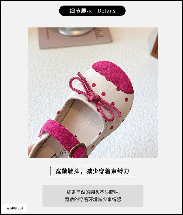 GIÀY BÚP BÊ CHẤM BI ĐÍNH NƠ BG Giá sỉ sz 23-28: 131k  sz 29-34: 141k 
