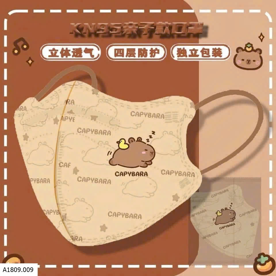 SET 50c KHẨU TRANG BABY THREE VA CAPYBARA CHO BÉ  Giá sỉ 55k/1 set 50c mix hình hoặc 1 mẫu