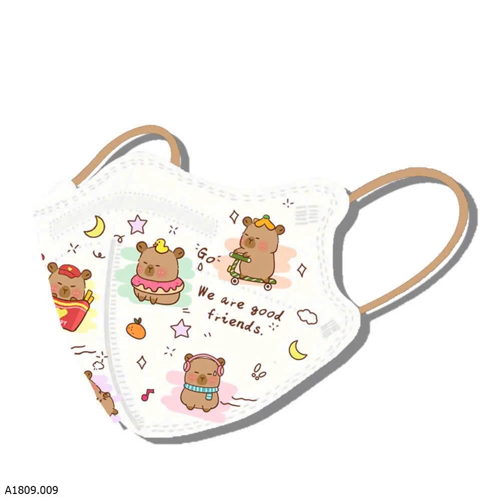SET 50c KHẨU TRANG BABY THREE VA CAPYBARA CHO BÉ  Giá sỉ 55k/1 set 50c mix hình hoặc 1 mẫu