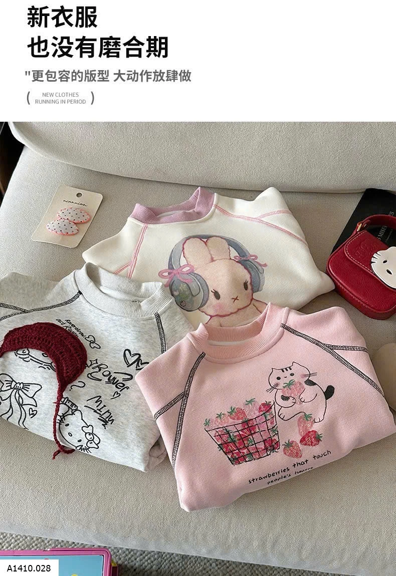 ÁO NỈ HOẠT HÌNH BG   Giá sỉ sz 90-150: 145k  sz 160: 153k 