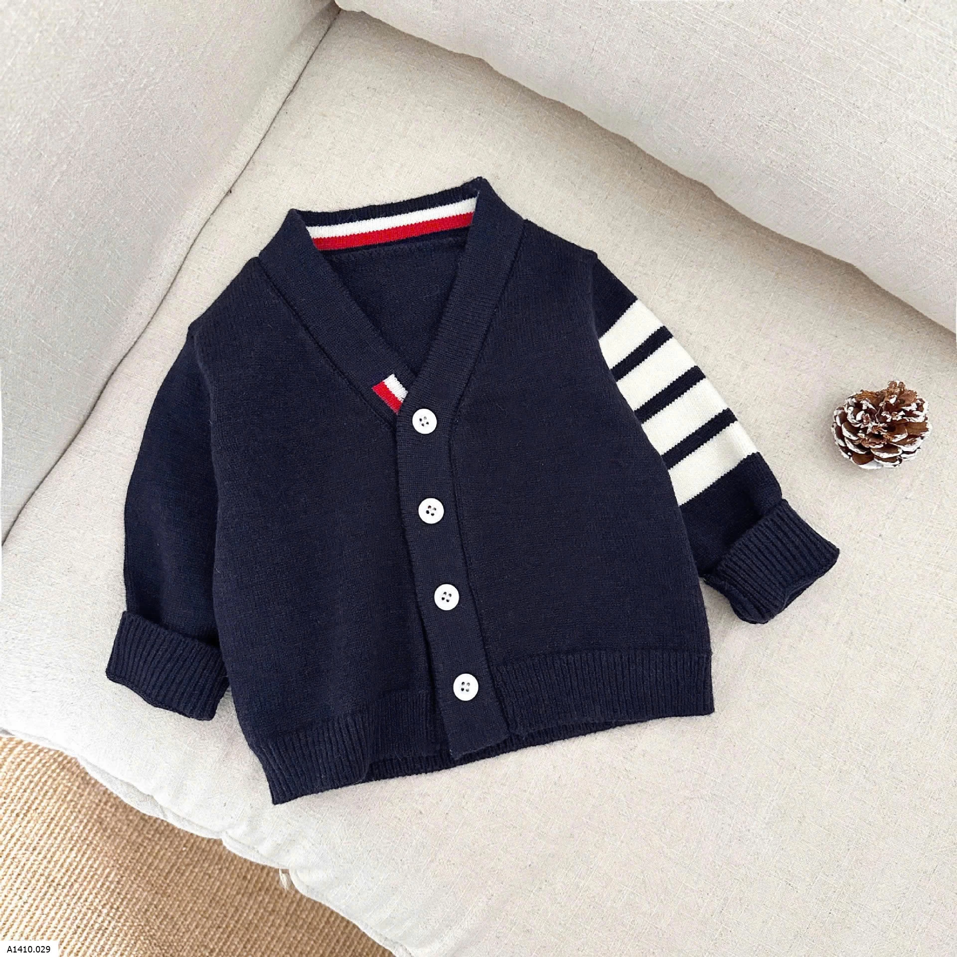 CARDIGAN LEN KẺ TAY SZ NHÍ   Giá sỉ 137k