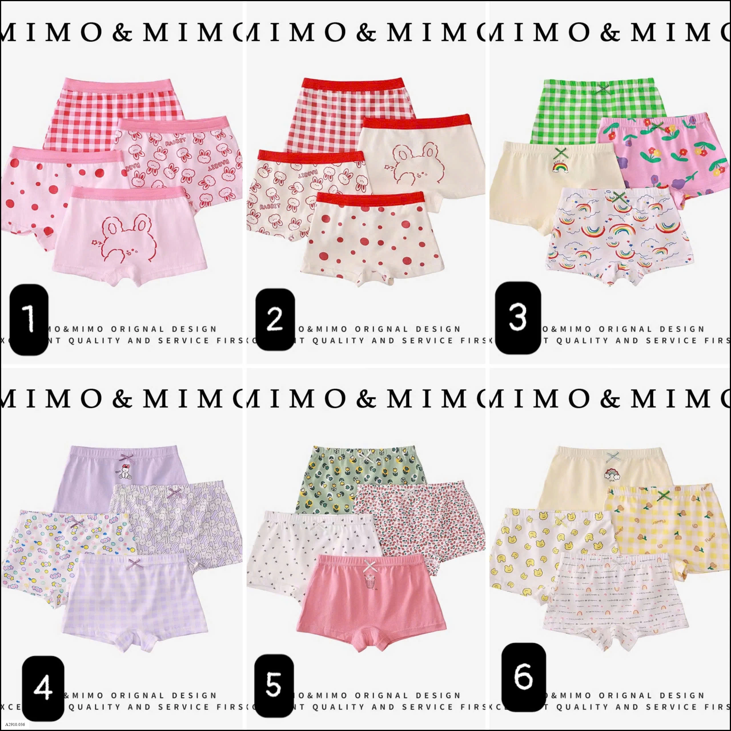 SET 4 QUẦN CHÍP ĐÙI BÉ GÁI     Giá sỉ 89k/set