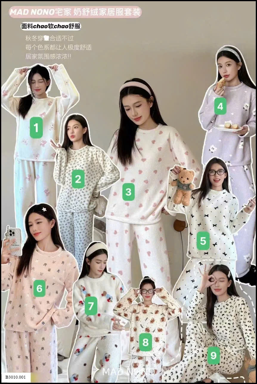 BỘ LÔNG HỌA TIẾT MAD NONO CHO NỮ  Giá sỉ 170k
