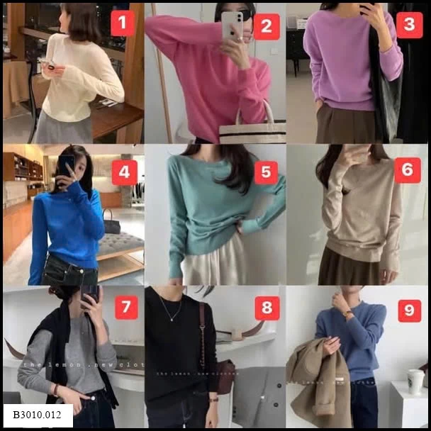 ÁO LEN CỔ TRÒN UNI.QLO NỮ  Giá sỉ 100k