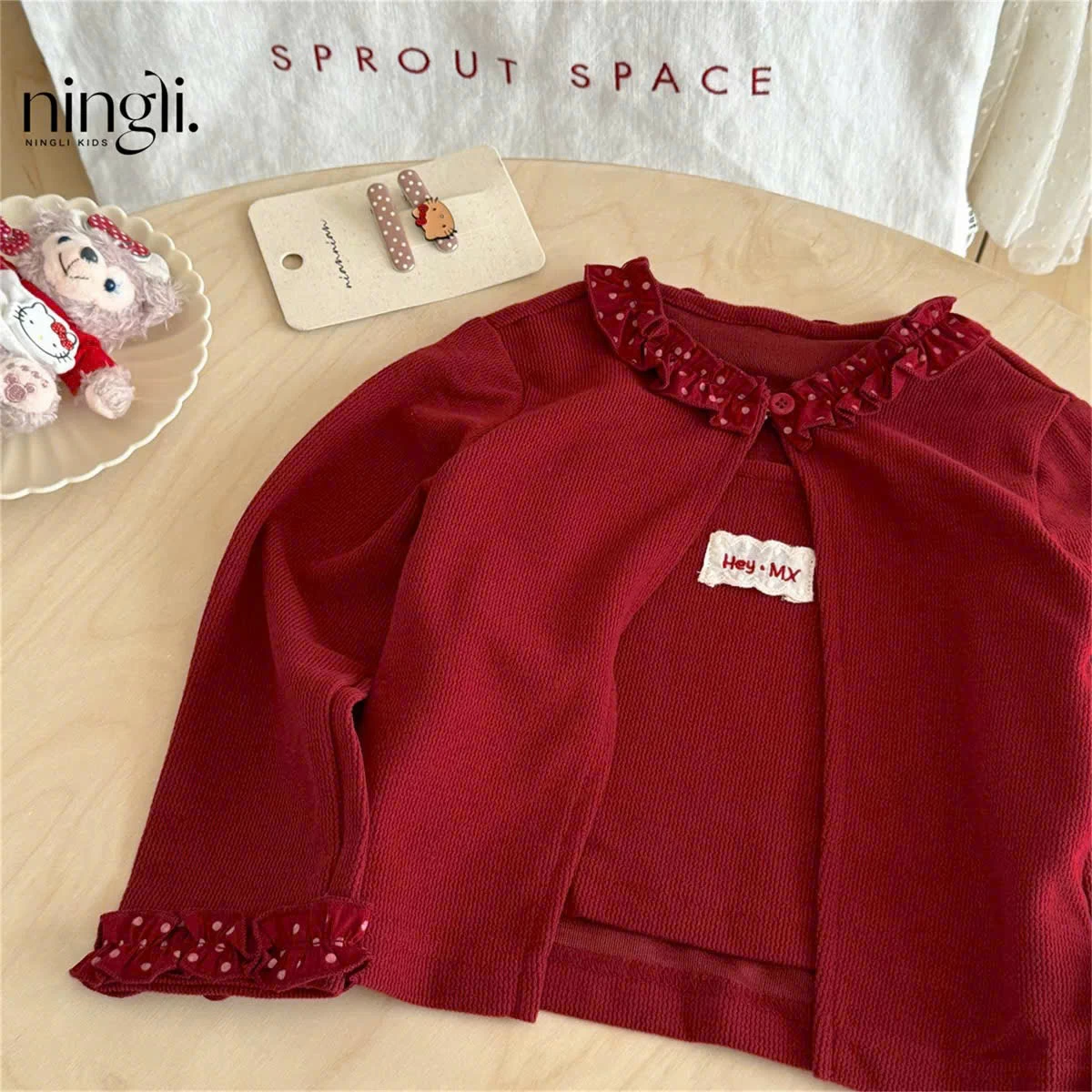 ÁO CARDIGAN ĐỎ BÉ GÁI NINGLI   Giá sỉ 113k