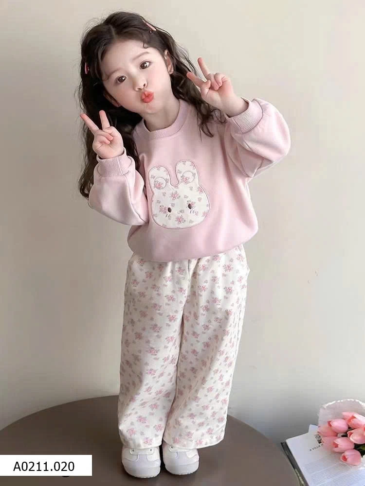 BỘ ĐỒ BÉ GÁI MÙA THU HỌA TIẾT DỄ THƯƠNG  Giá sỉ 160k