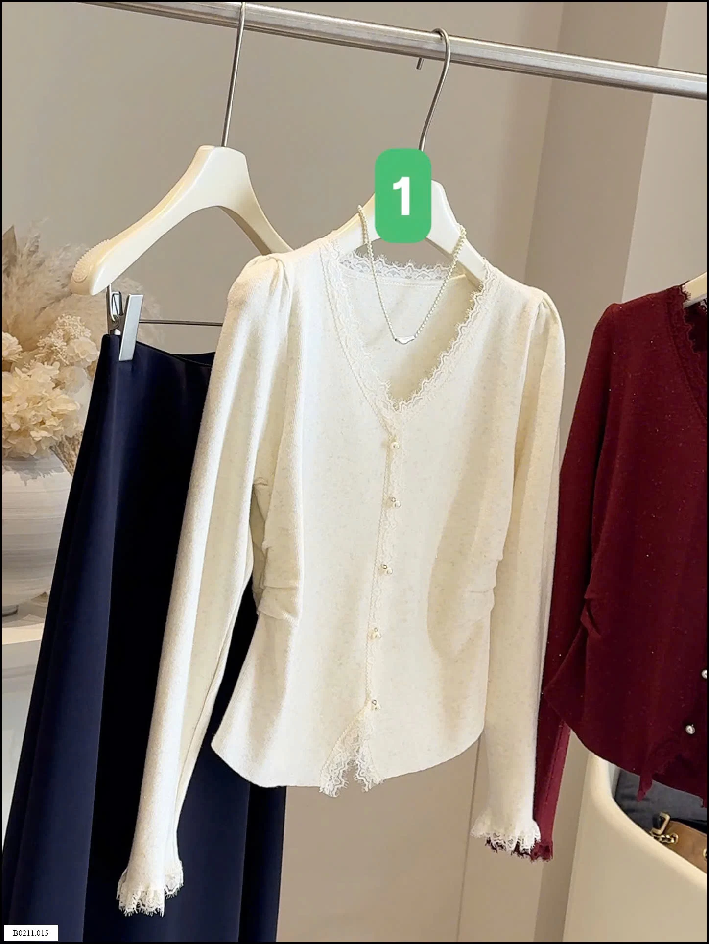 ÁO LEN NHÀ ANNA VIỀN PHỐI REN   Giá sỉ 169k