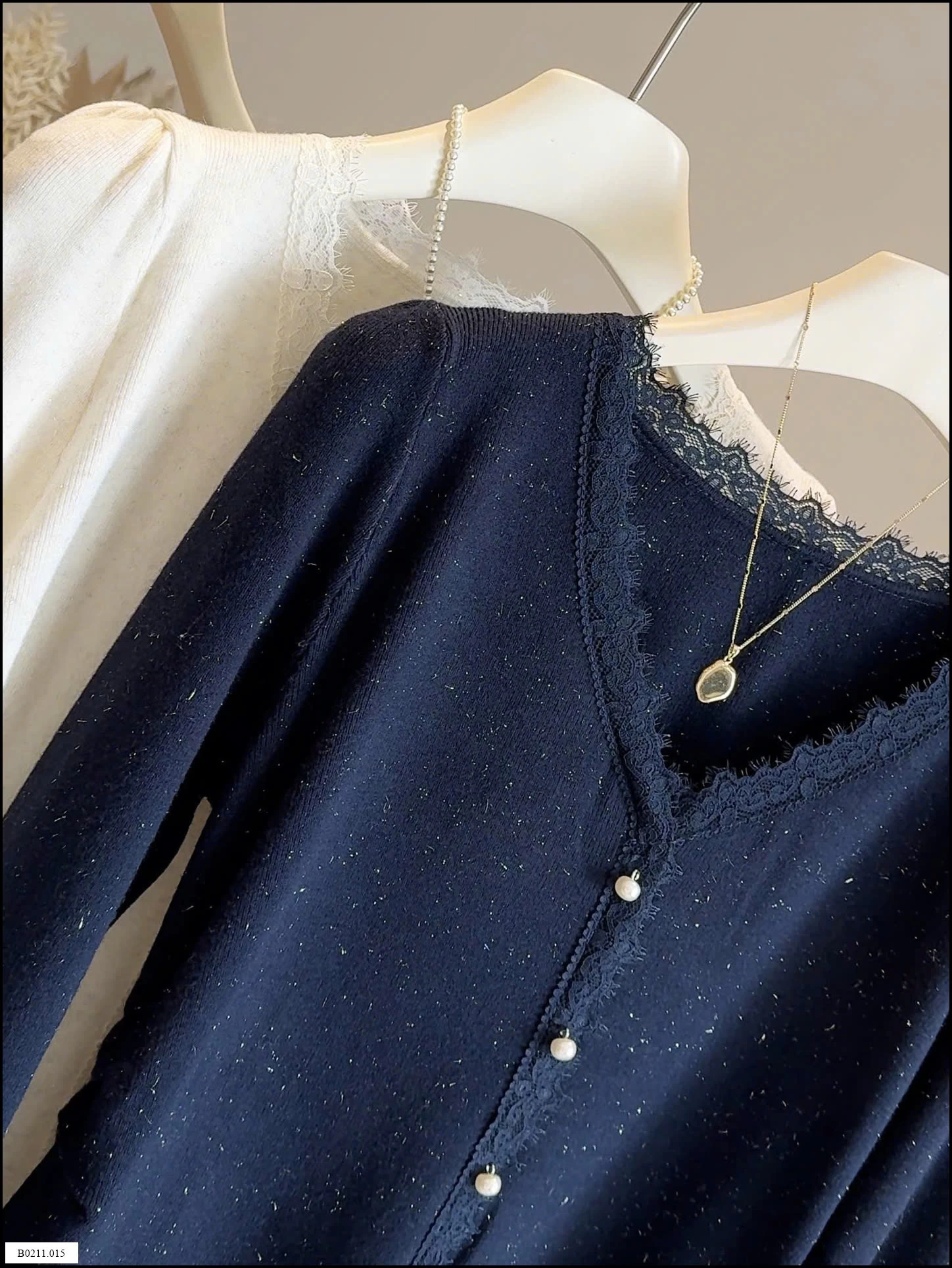 ÁO LEN NHÀ ANNA VIỀN PHỐI REN   Giá sỉ 169k