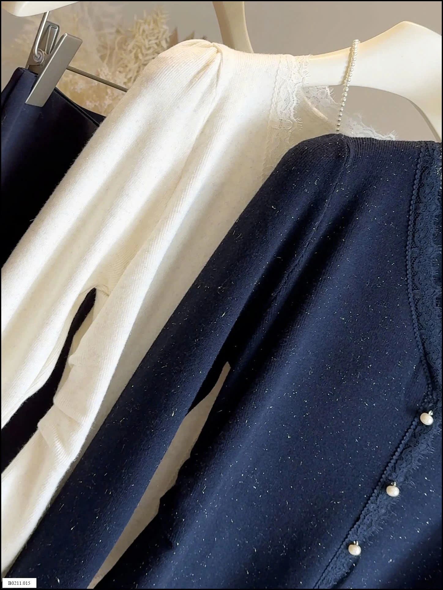 ÁO LEN NHÀ ANNA VIỀN PHỐI REN   Giá sỉ 169k