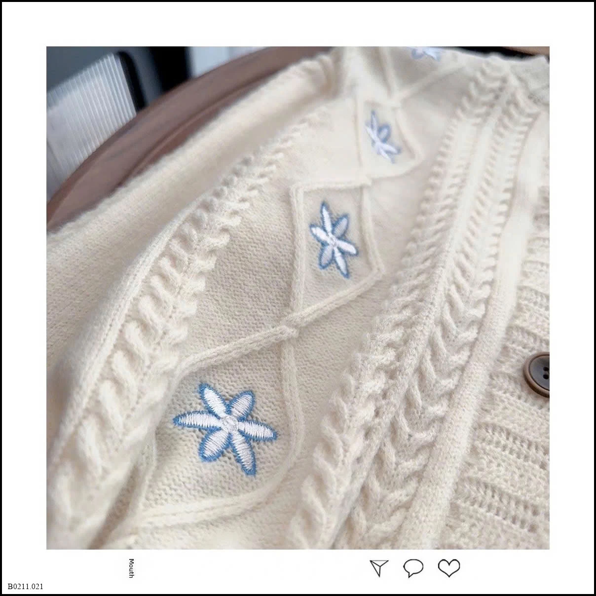 ÁO CARDIGAN LEN THÊU HOA DÂY RÚT EO  Giá sỉ 190k