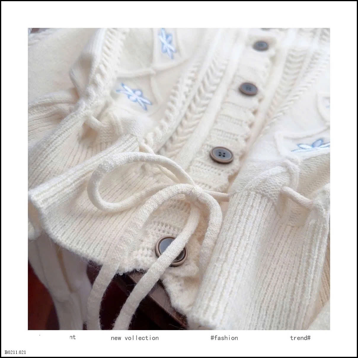 ÁO CARDIGAN LEN THÊU HOA DÂY RÚT EO  Giá sỉ 190k