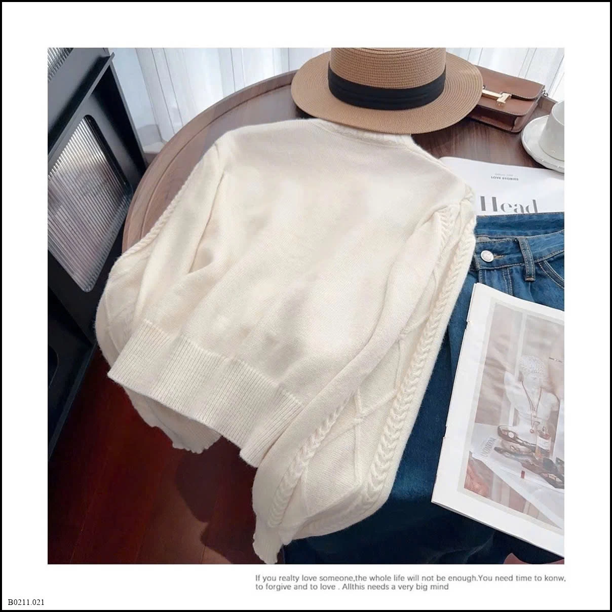 ÁO CARDIGAN LEN THÊU HOA DÂY RÚT EO  Giá sỉ 190k