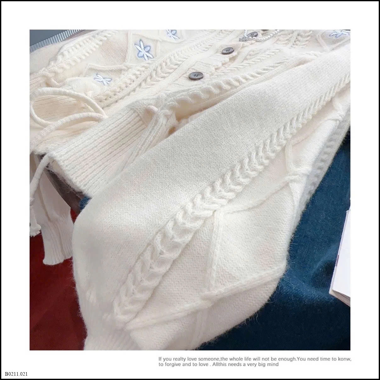 ÁO CARDIGAN LEN THÊU HOA DÂY RÚT EO  Giá sỉ 190k