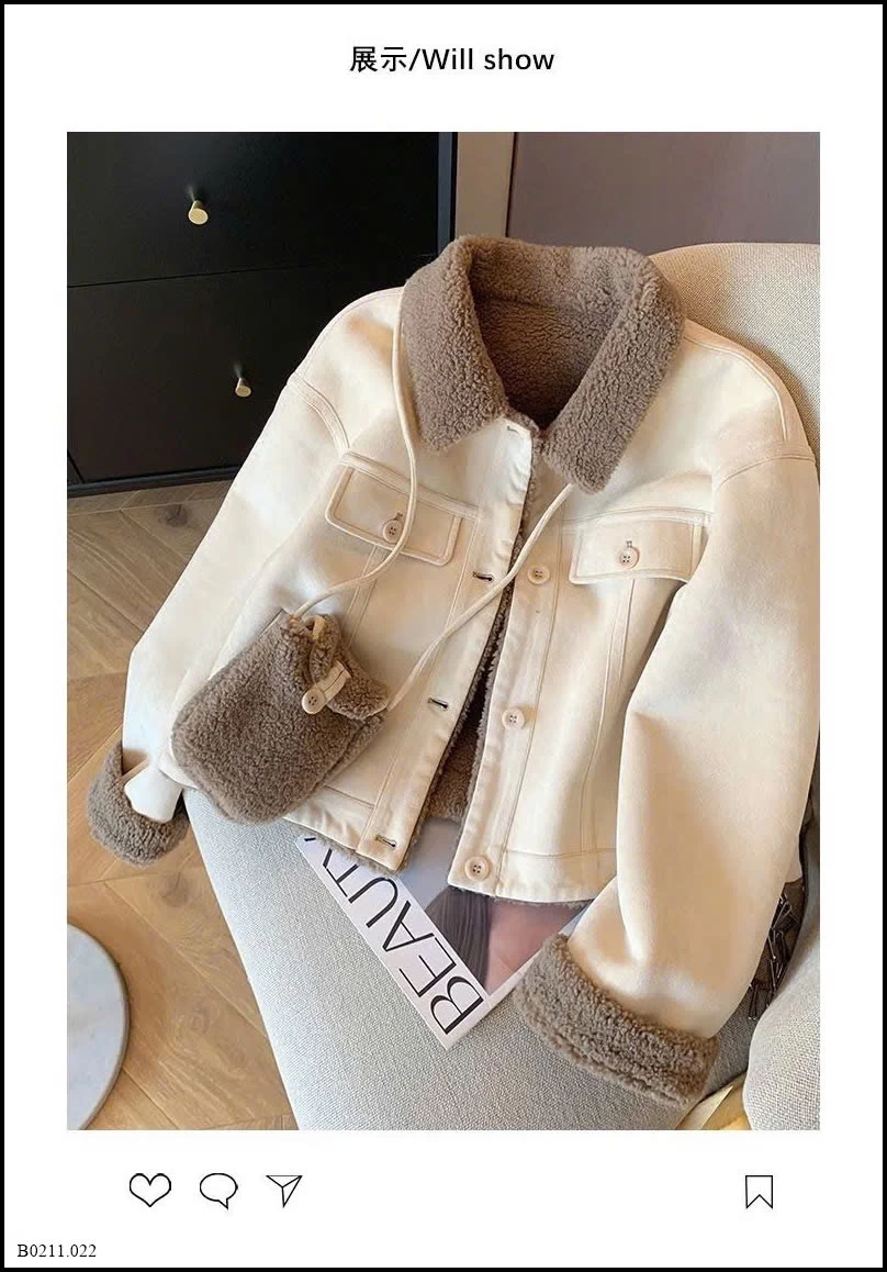 ÁO KHOÁC LÓT LÔNG CỪU CỔ BẺ    Giá sỉ 350k