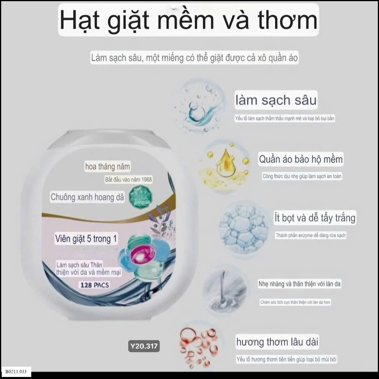 VIÊN GIẶT 5IN1 MAY FLOWER  Giá sỉ 100k/hộp