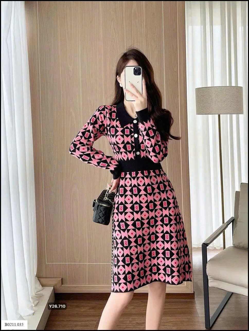 Váy len dệt kim phong cách  mùa thu 2025 Giá sỉ 430ka