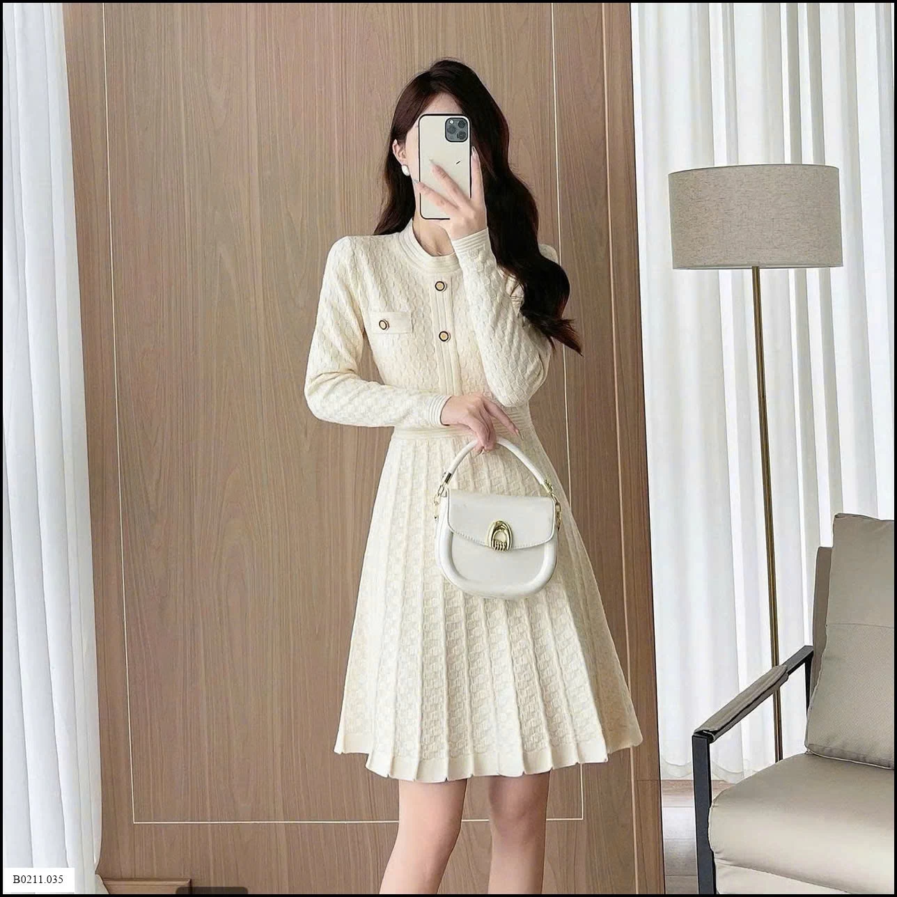 Váy len dệt kim phong cách  mùa thu 2025 Giá sỉ 430ka