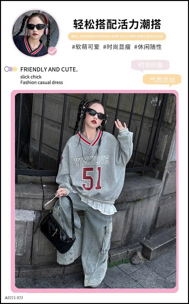 ÁO NỈ SỐ 51 DÁNG RỘNG   Giá sỉ 194k