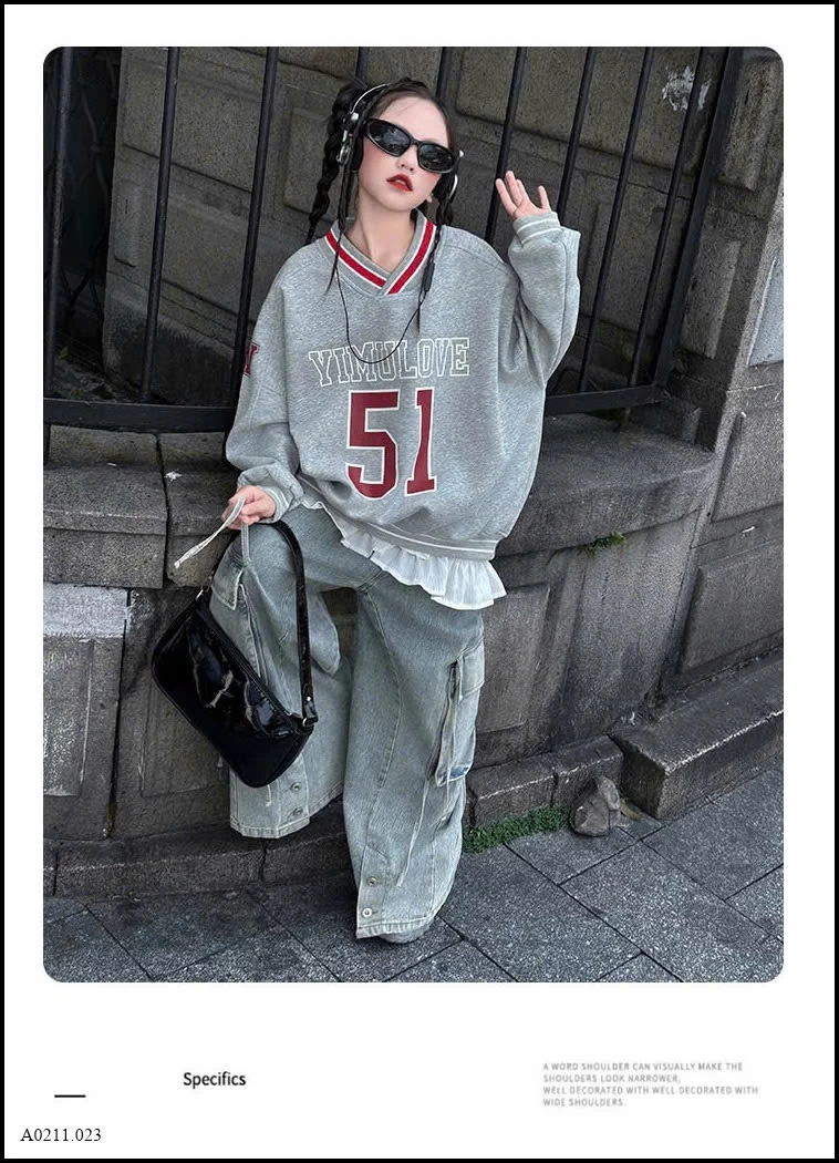 ÁO NỈ SỐ 51 DÁNG RỘNG   Giá sỉ 194k