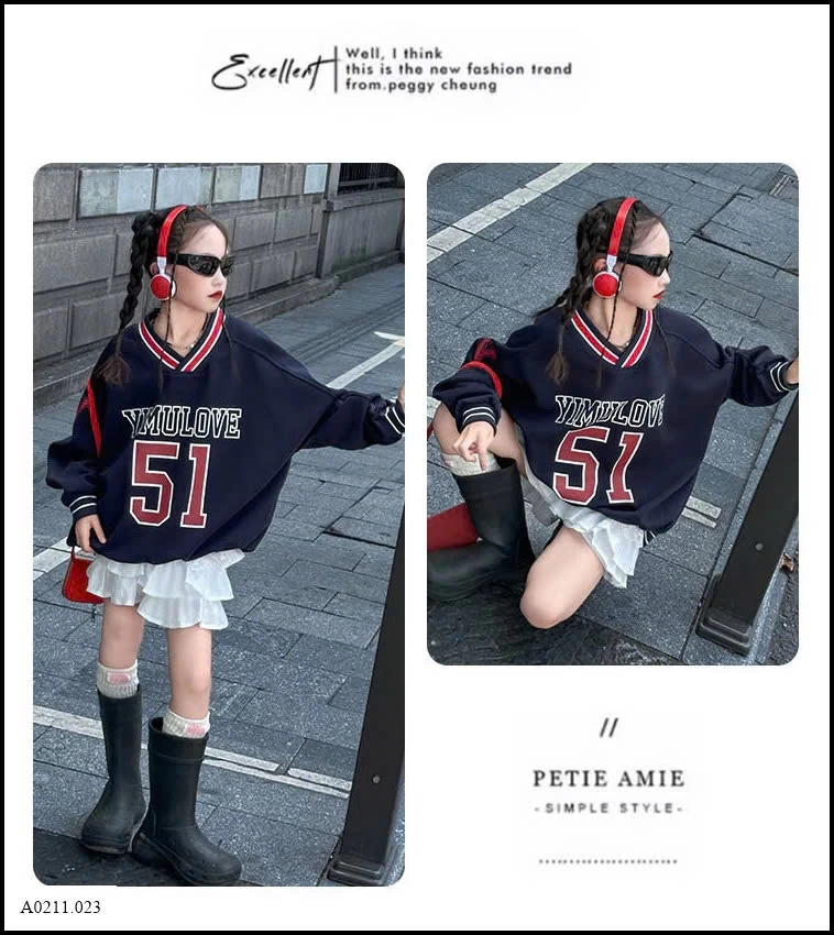 ÁO NỈ SỐ 51 DÁNG RỘNG   Giá sỉ 194k