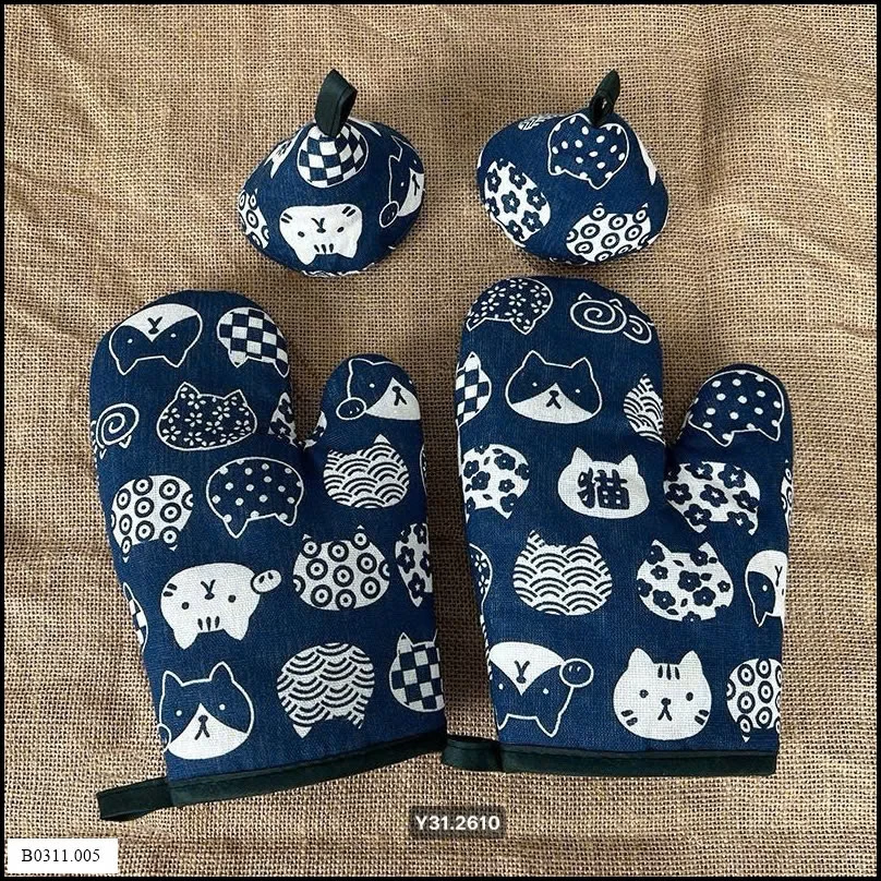 Set găng tay + bắt nồi  Giá sỉ 80k /1 set