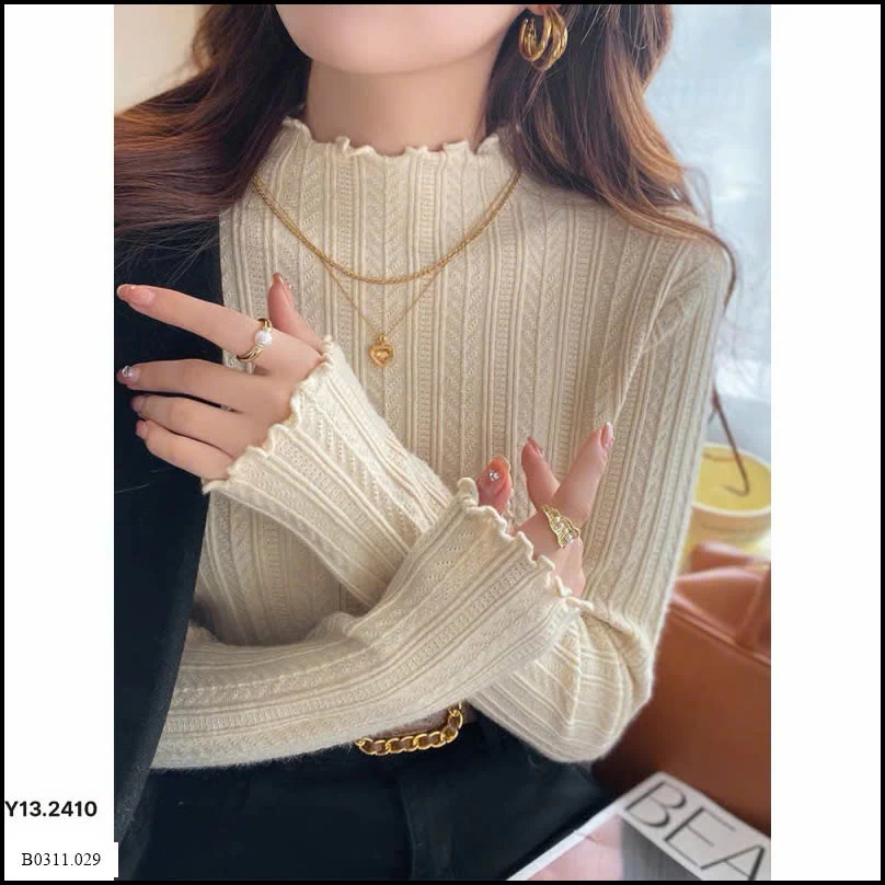 ÁO LEN GÂN CỔ CAO VIỀN BÈO SIÊU XINH Giá sỉ 92k