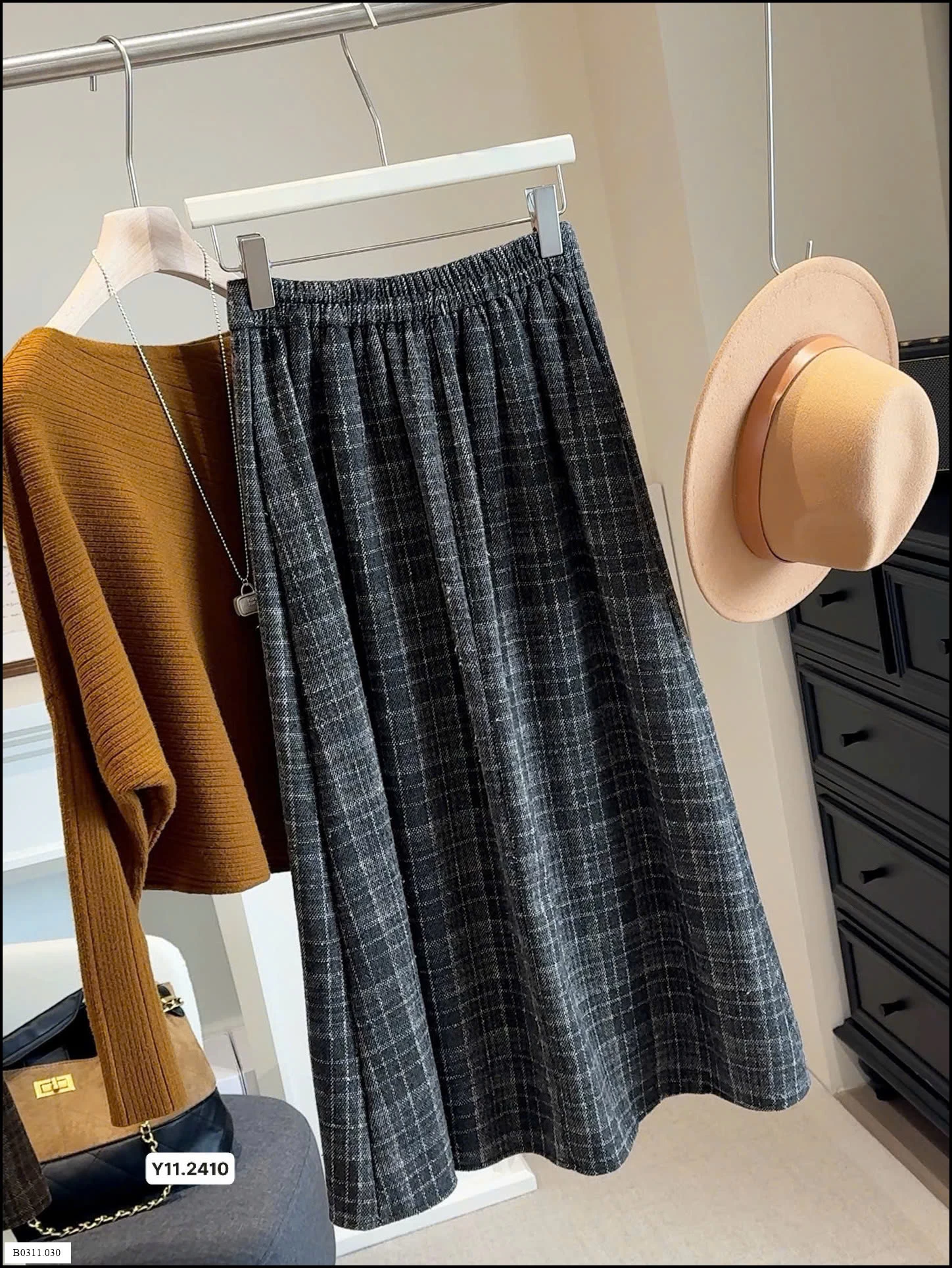 CHÂN VÁY LEN MIDI  ANNA Giá sỉ 210k