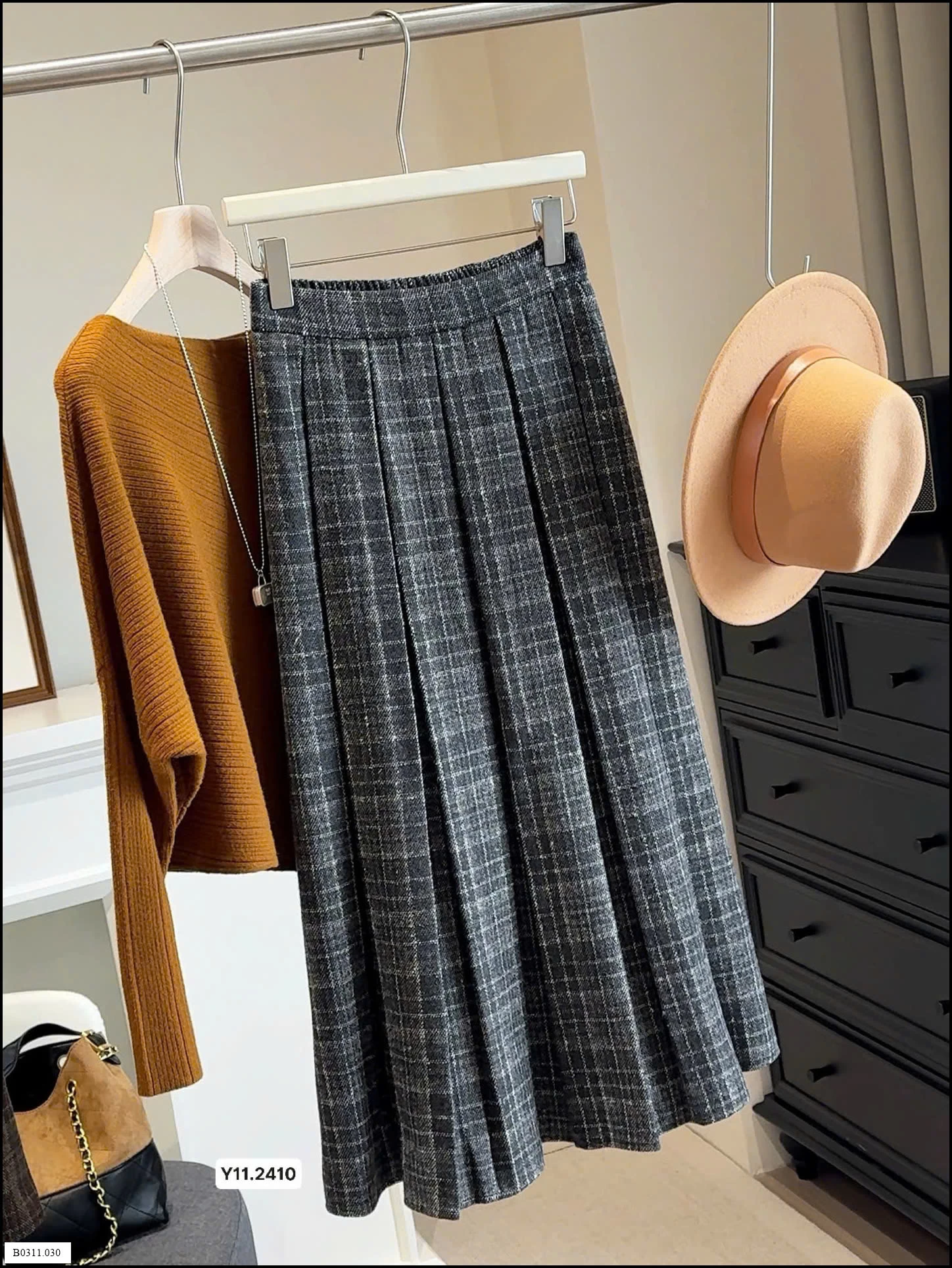 CHÂN VÁY LEN MIDI  ANNA Giá sỉ 210k