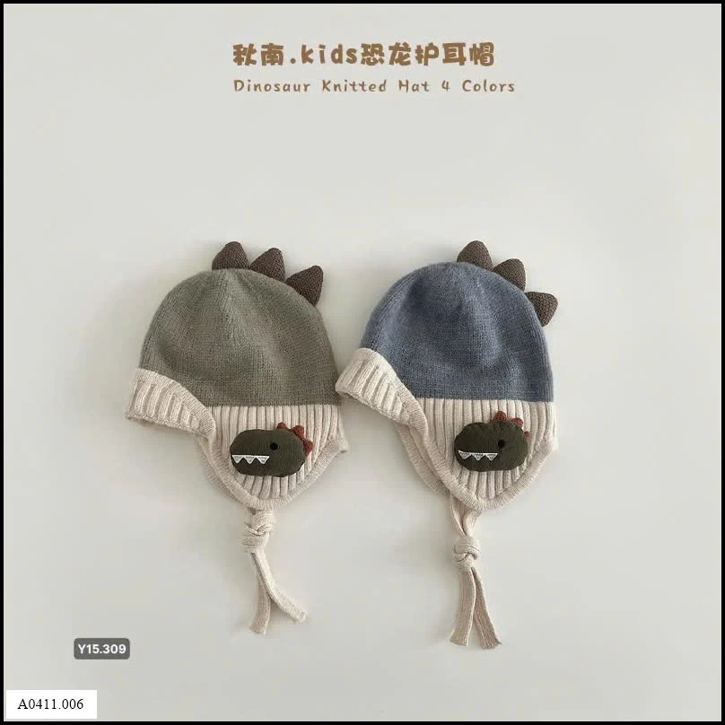 MŨ KHỦNG LONG BỊT TAI CHO BÉ Giá sỉ 75k/chiếc