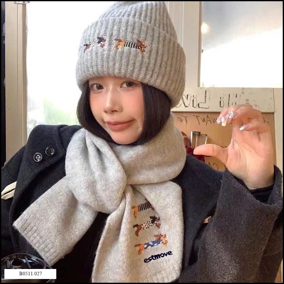 Sét mũ len kèm khăn Giá sỉ 100k