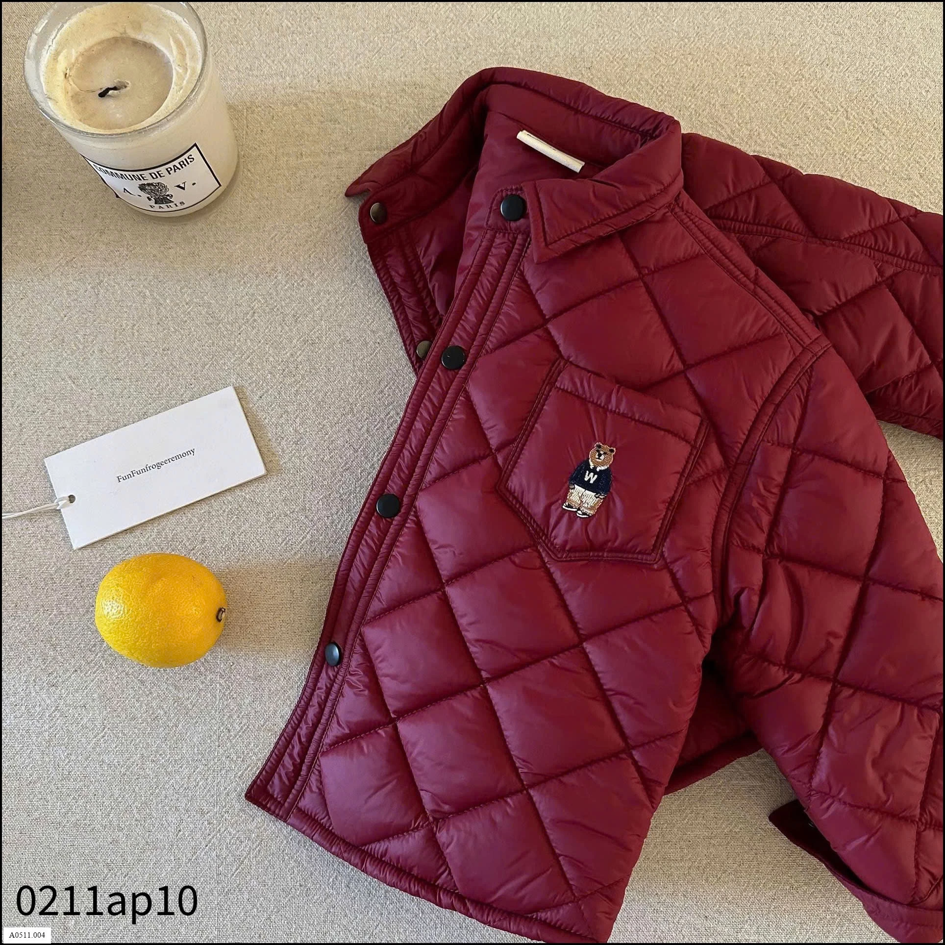 ÁO PHAO TRẦN TRÁM THÊU GẤU FUNFUN  Giá sỉ 220k