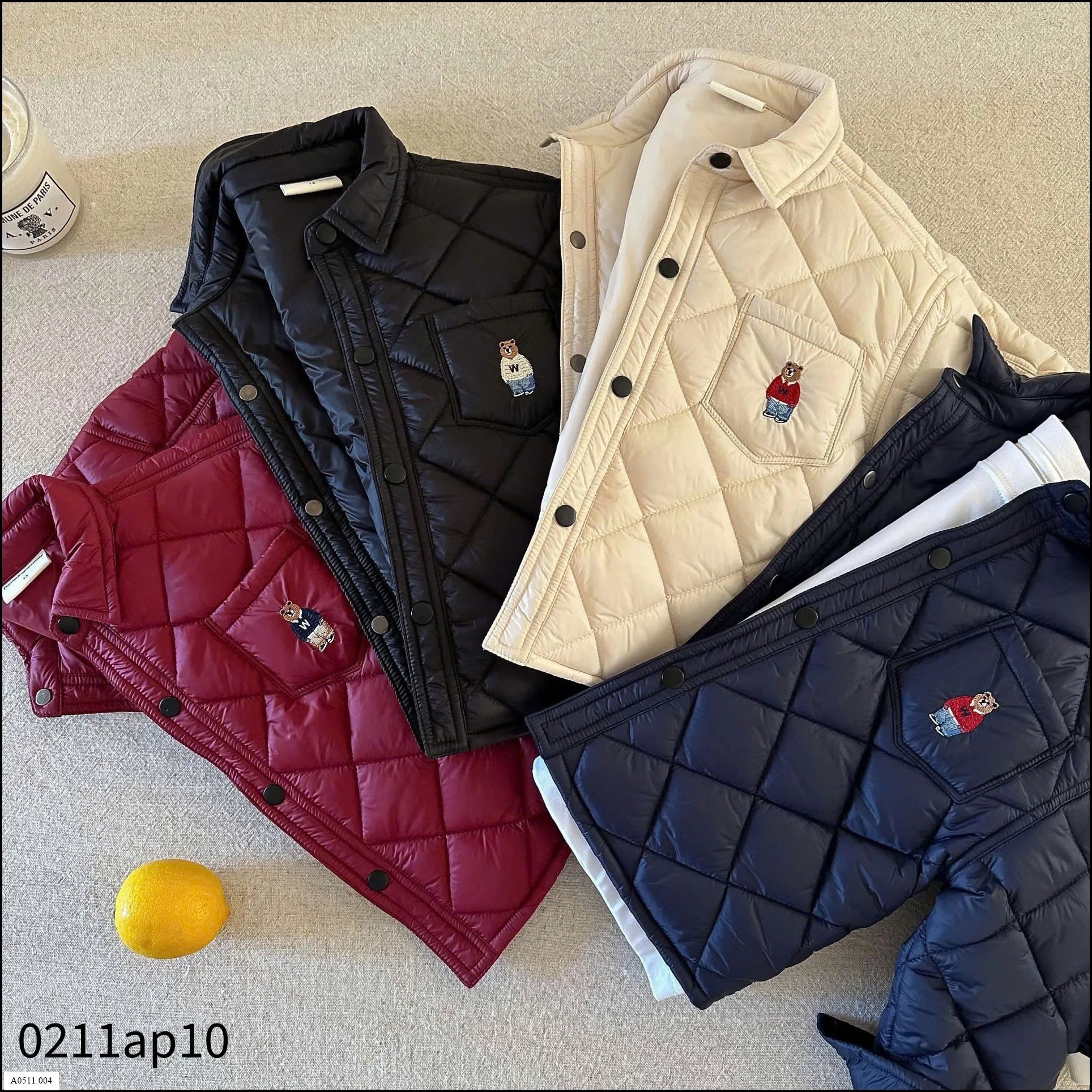 ÁO PHAO TRẦN TRÁM THÊU GẤU FUNFUN  Giá sỉ 220k