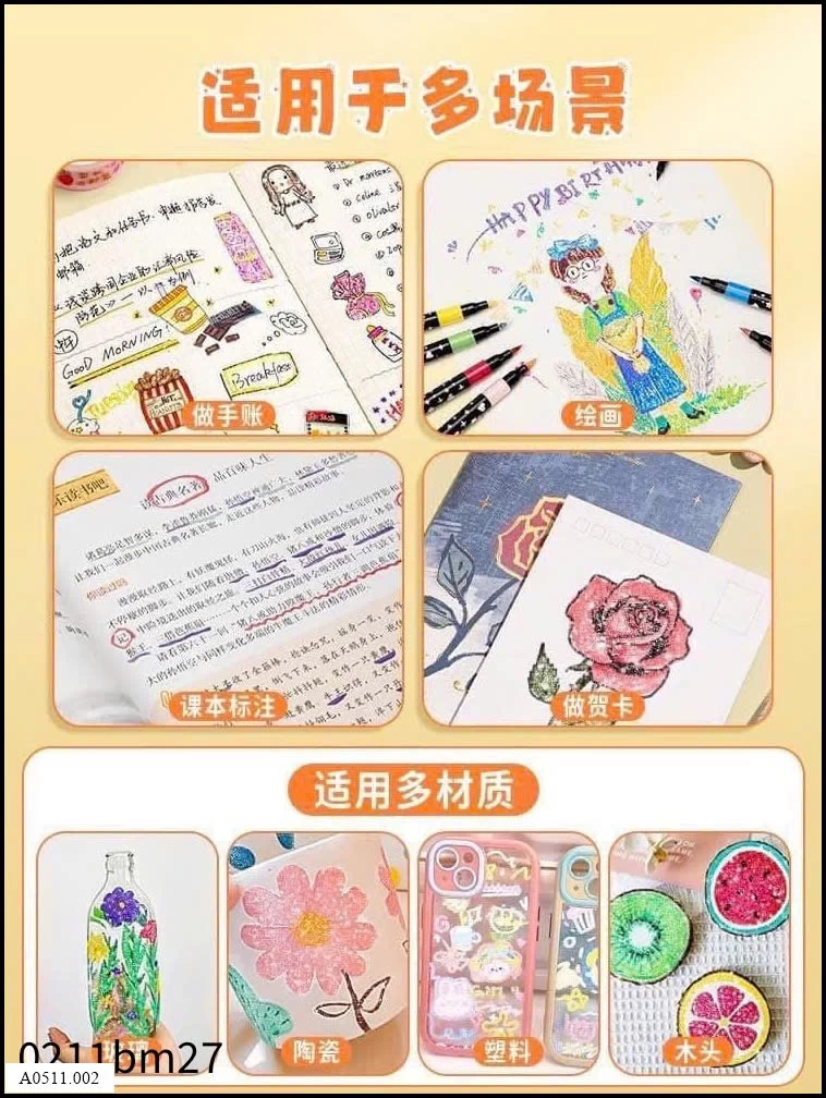 Bộ bút màu nhũ bling bling Giá sỉ 95k