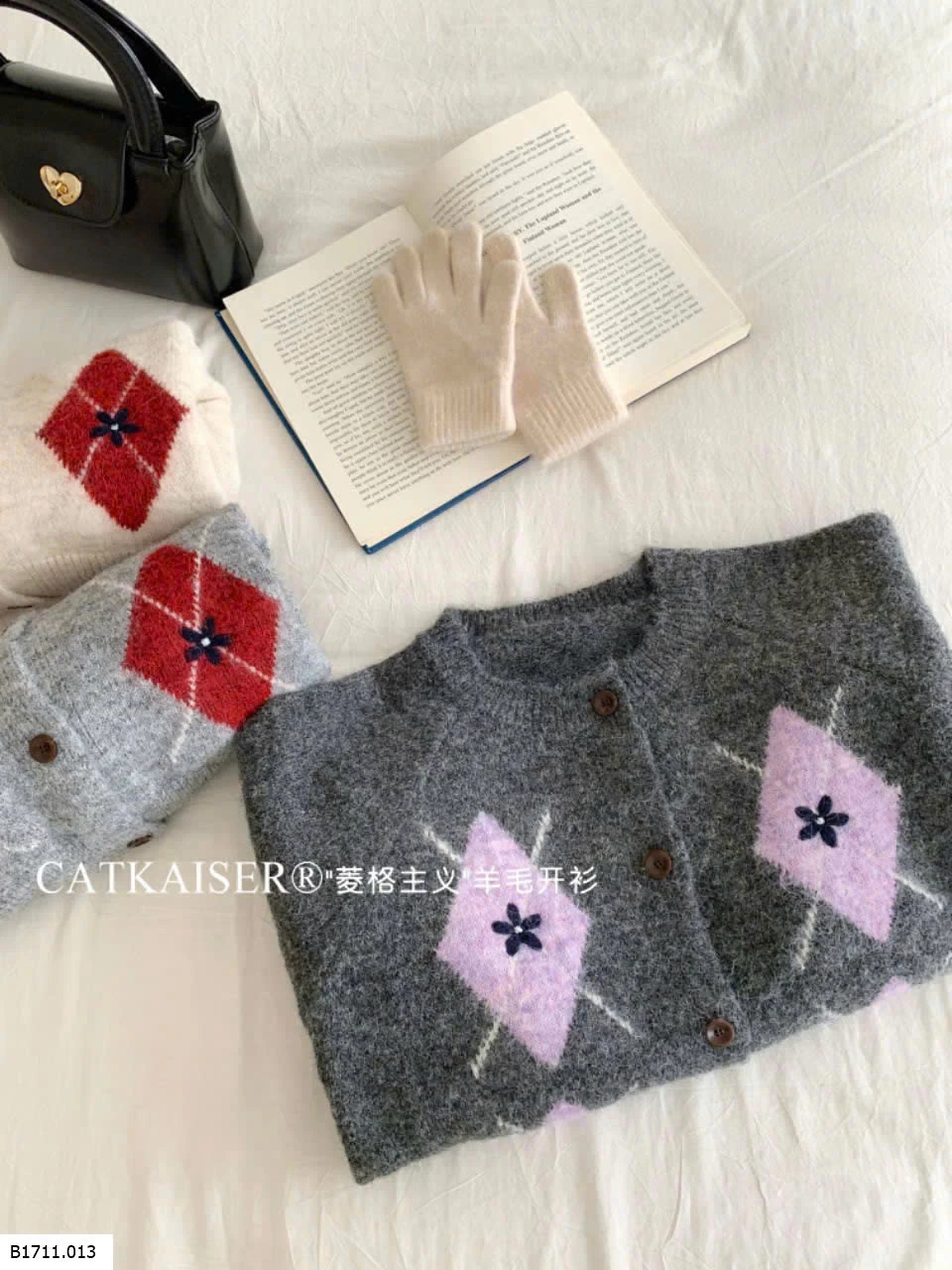 ÁO LEN CARDIGAN HỌA TIẾT CATKAISER  Giá sỉ 175k