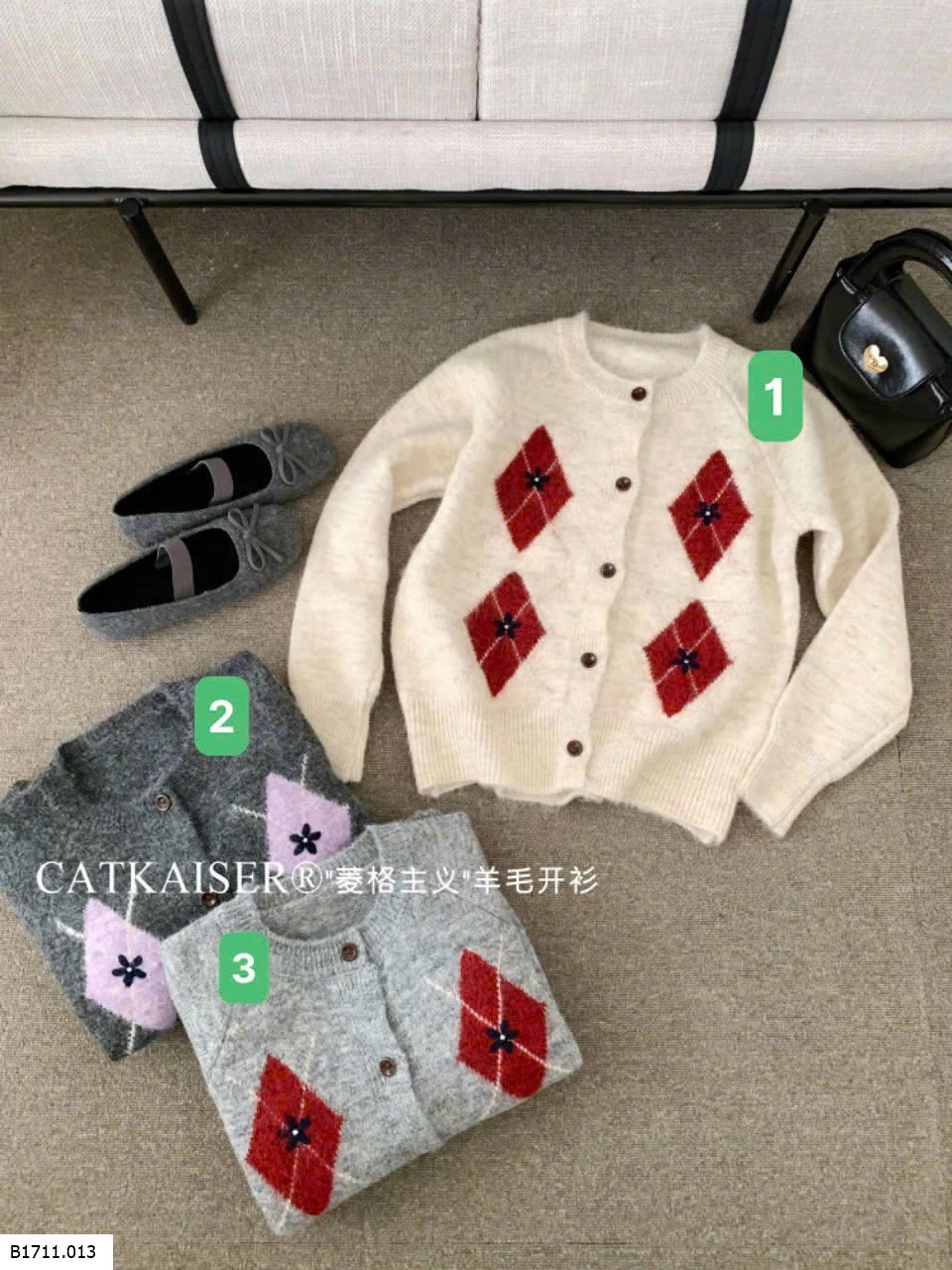 ÁO LEN CARDIGAN HỌA TIẾT CATKAISER  Giá sỉ 175k