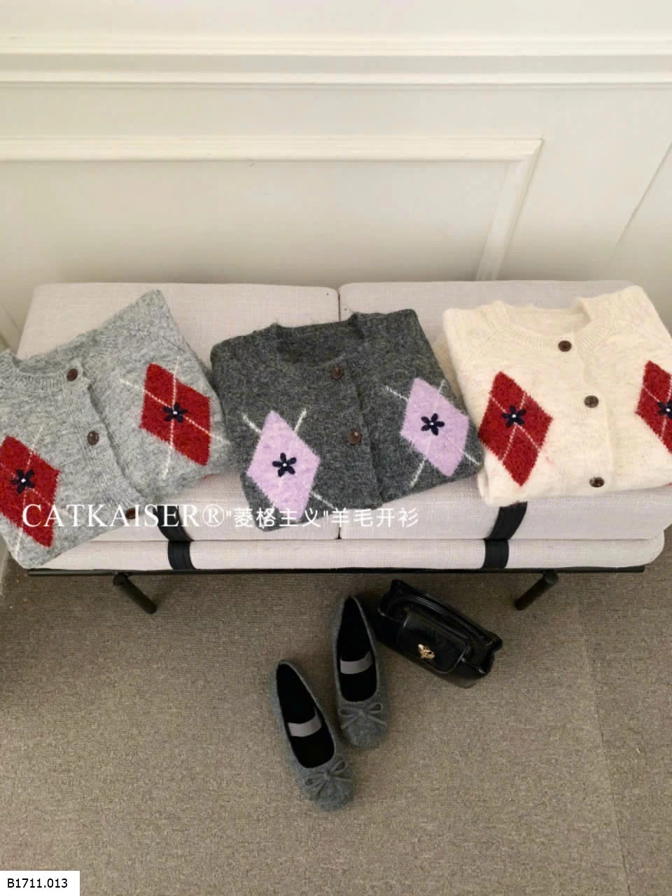 ÁO LEN CARDIGAN HỌA TIẾT CATKAISER  Giá sỉ 175k